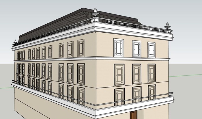 3D visualisation of Plaza, the 1890-built limestone building